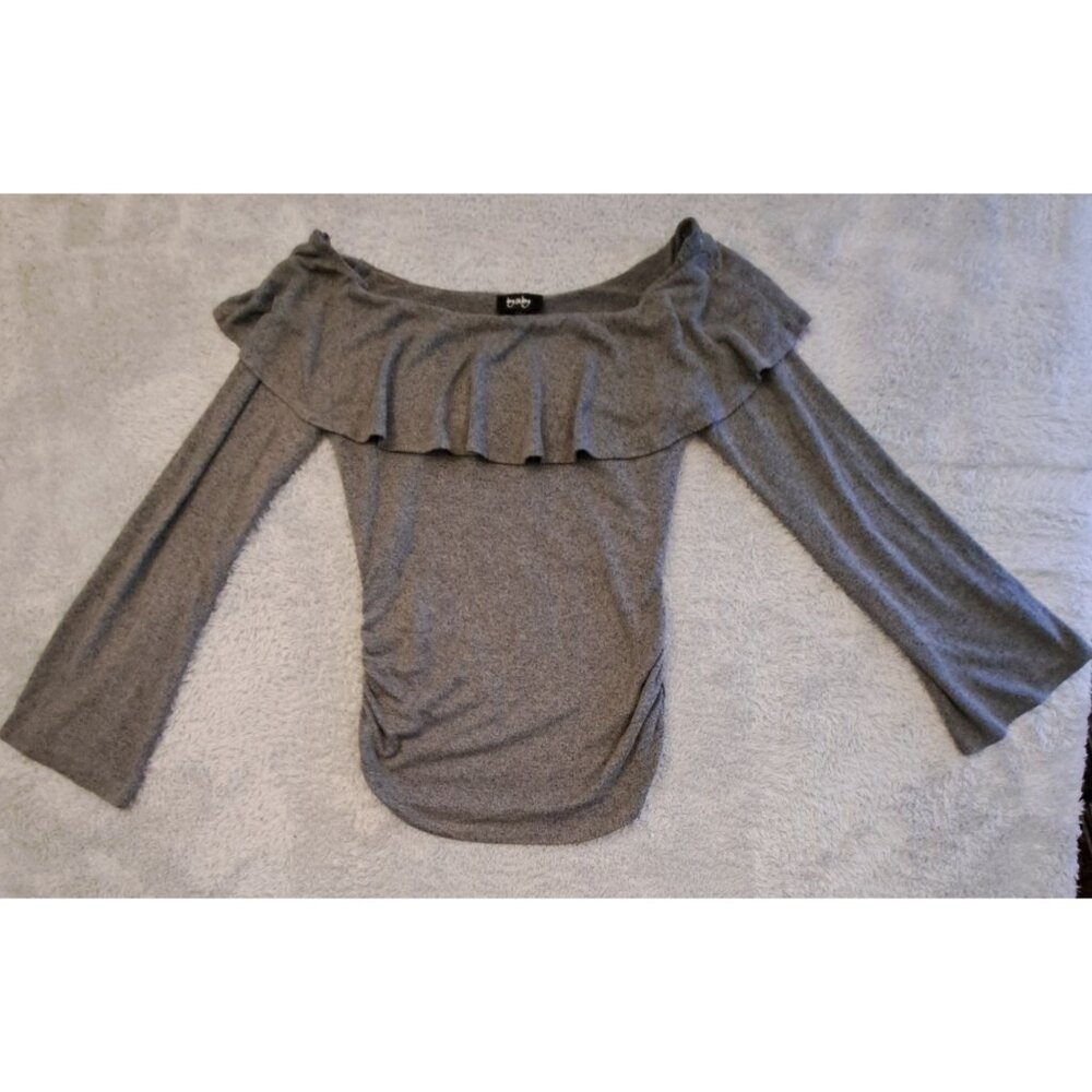By & By Womens Gray Long Bell Sleeve Top Medium
